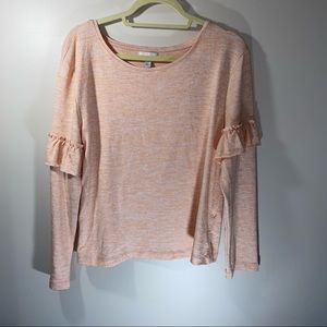 14th & Union Ruffle Sleeve Top Peach Size Large